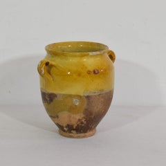 Small French 19th Century Yellow Glazed Ceramic Confit Jar