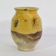 Small French 19th Century Yellow Glazed Ceramic Confit Jar