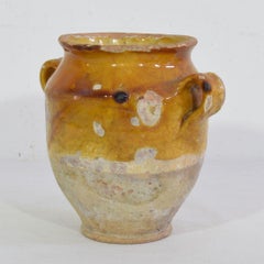 Small French 19th Century Yellow Glazed Ceramic Confit Jar
