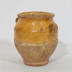 Small French 19th Century Yellow Glazed Ceramic Confit Jar