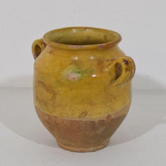 Small French 19th Century Yellow Glazed Ceramic Confit Jar
