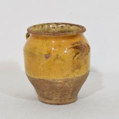 Small French 19th Century Yellow Glazed Ceramic Confit Jar
