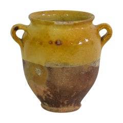 Small French 19th Century Yellow Glazed Ceramic Confit Jar