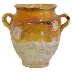 Antique Small French 19th Century Yellow Glazed Ceramic Confit Jar