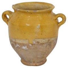 Small French 19th Century Yellow Glazed Ceramic Confit Jar