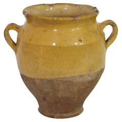 Small French 19th Century Yellow Glazed Ceramic Confit Jar