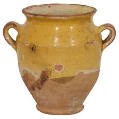 Small French 19th Century Yellow Glazed Ceramic Confit Jar