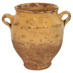 Used Small French 19th Century Yellow Glazed Ceramic Confit Jar