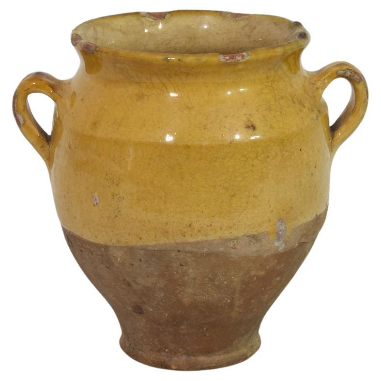 Small French 19th Century Yellow Glazed Ceramic Confit Jar