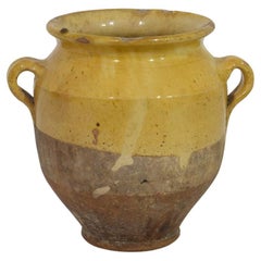 Antique Small French 19th Century Yellow Glazed Ceramic Confit Jar, 'Pot'