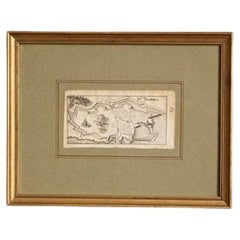 Small French Antique Engraved Map of St. Tropez, 17th Century