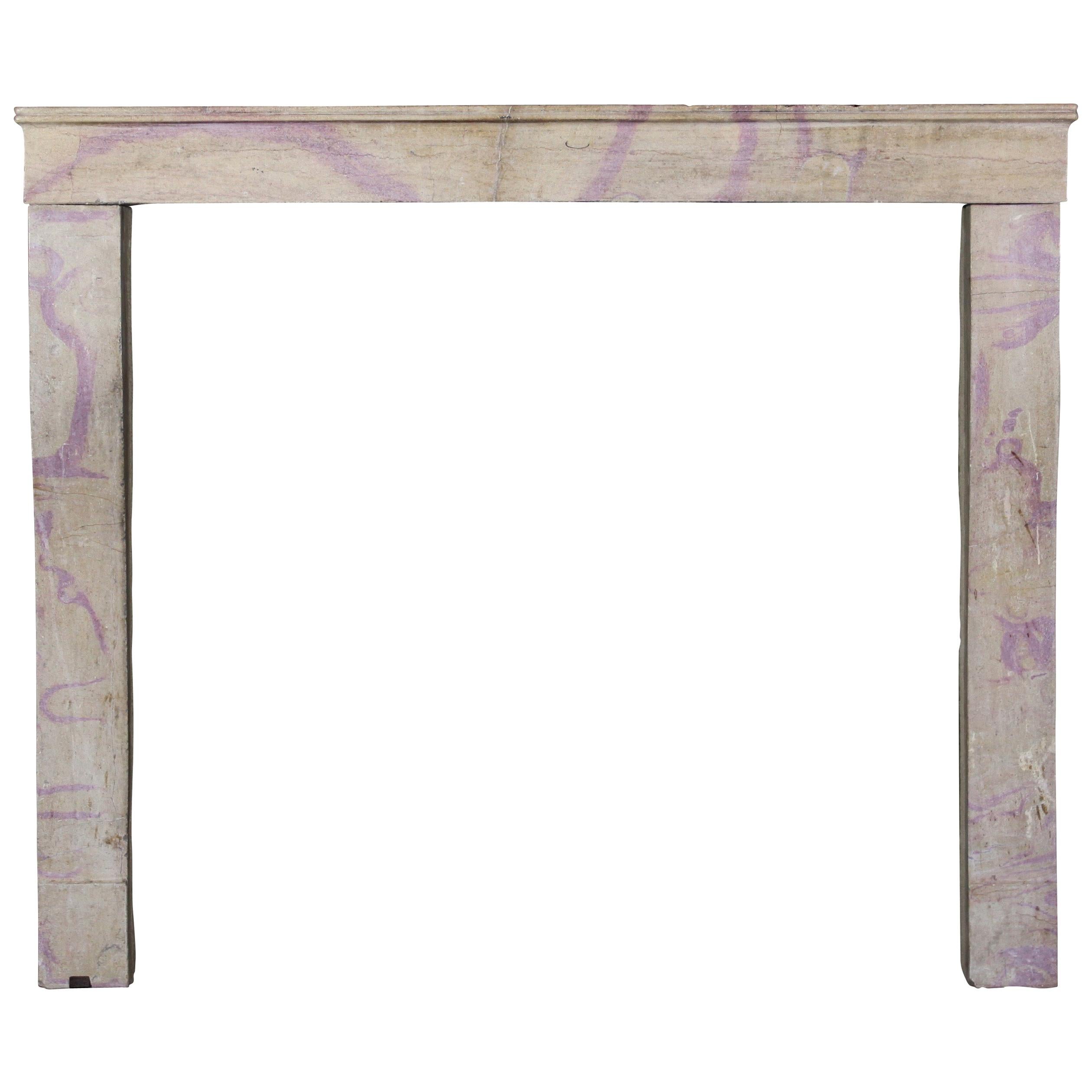 Small French Antique Fireplace Surround in Stone Creation by Nature For Sale