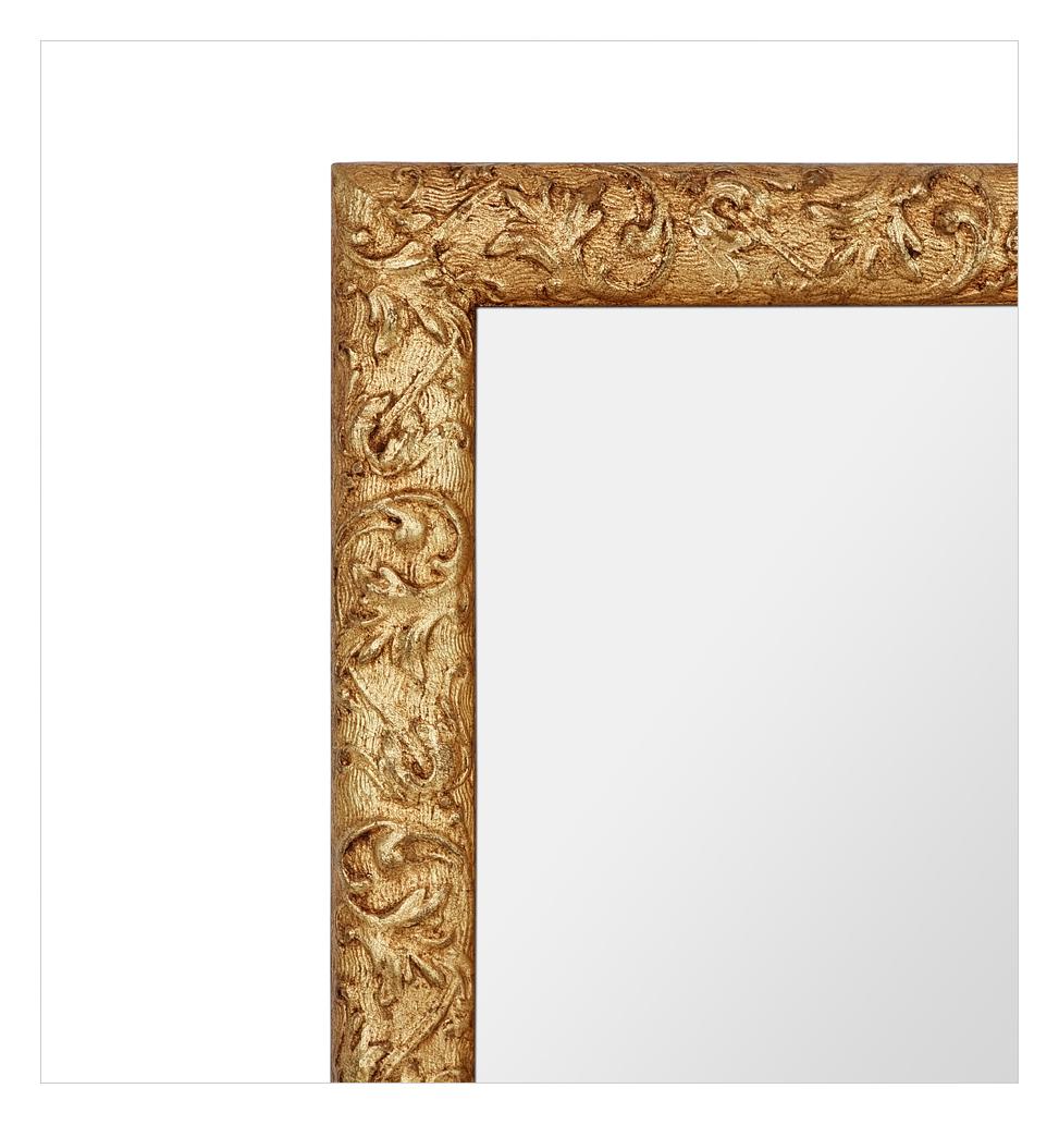 Early 20th Century Small French Antique Giltwood Wall Mirror, Stylized Foliages Decor, circa 1900 For Sale