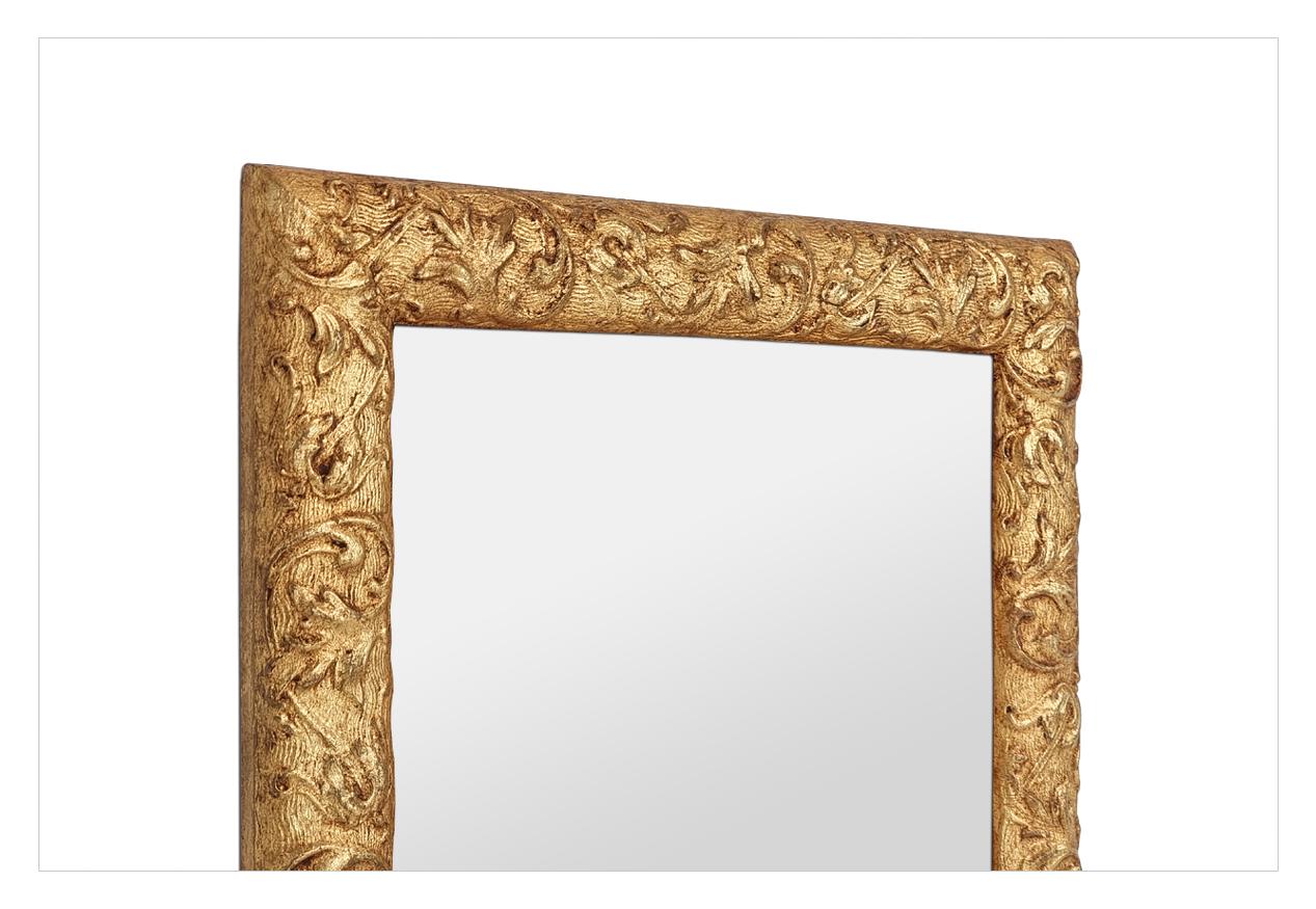 Small French Antique Giltwood Wall Mirror, Stylized Foliages Decor, circa 1900 For Sale 1