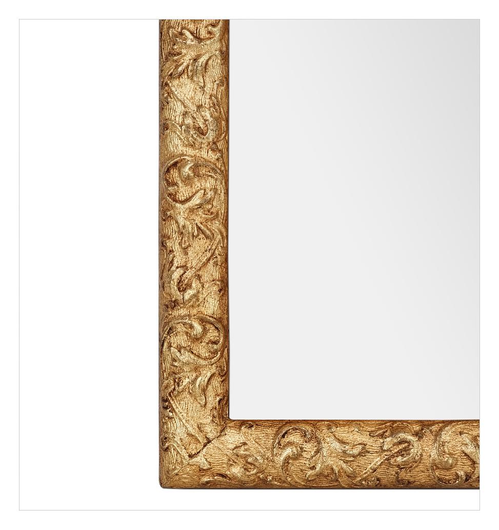 Small French Antique Giltwood Wall Mirror, Stylized Foliages Decor, circa 1900 For Sale 3