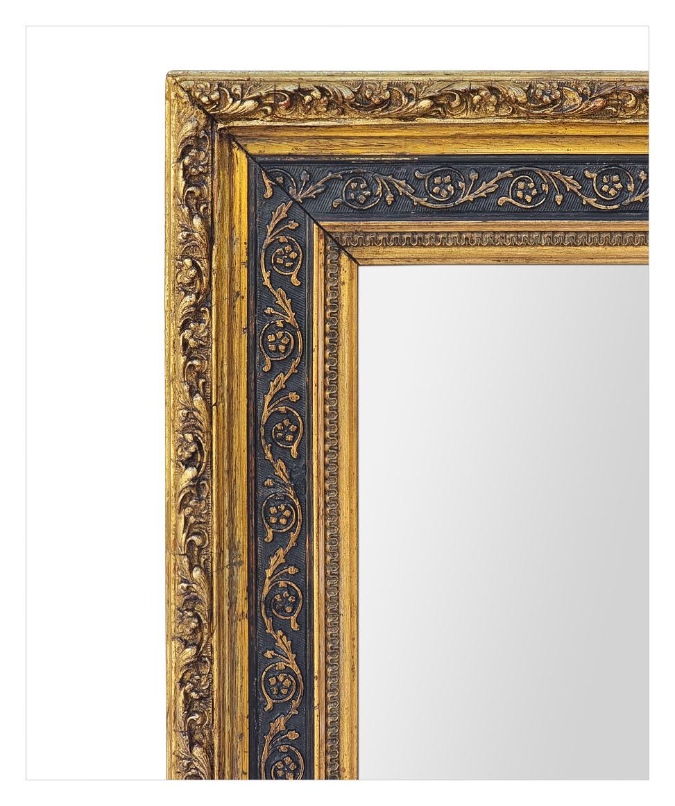 Dorato Piccolo Antique Mirror francese, nero e dorato, periodo Napoleone III, circa 1870 in vendita