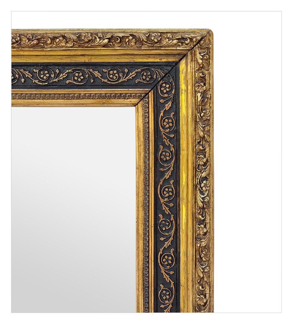 Fine XIX secolo Piccolo Antique Mirror francese, nero e dorato, periodo Napoleone III, circa 1870 in vendita