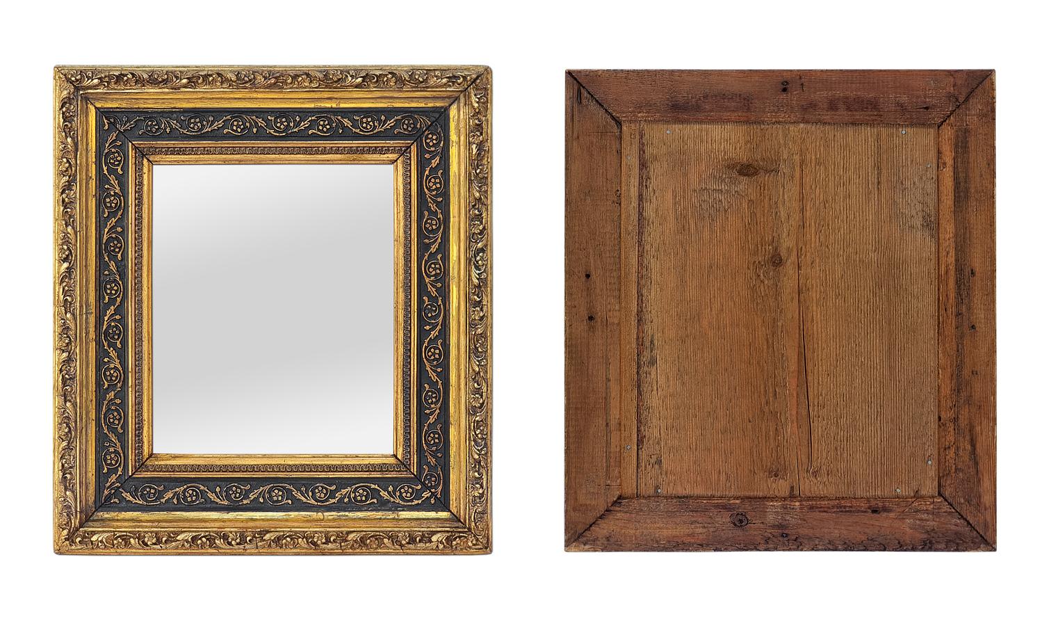Piccolo Antique Mirror francese, nero e dorato, periodo Napoleone III, circa 1870 in vendita 2