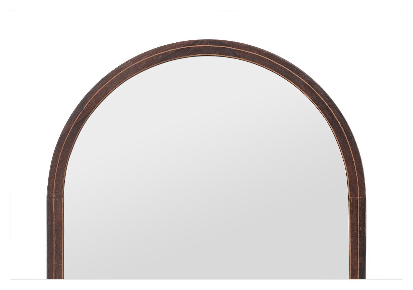 Small French Antique Mirror In Curved Wood, Marquetry, circa 1865 In Good Condition For Sale In Paris, FR