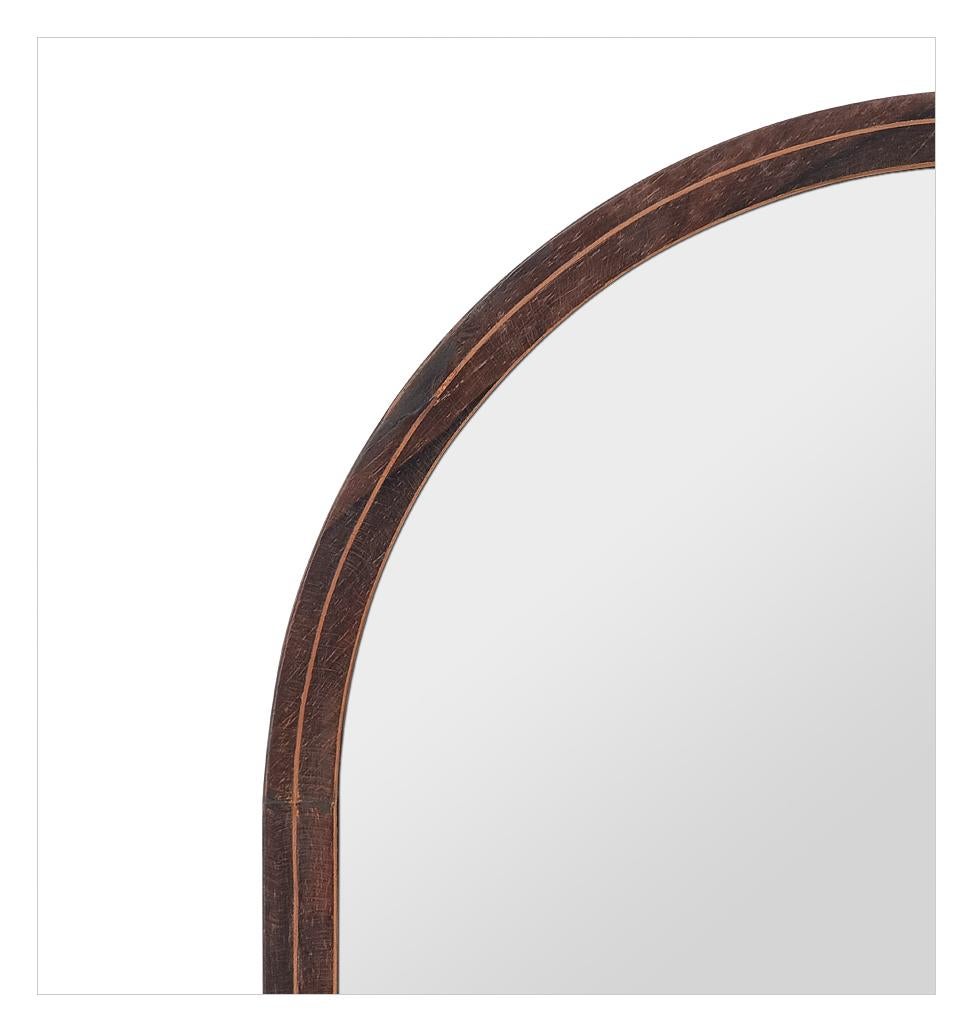 Mid-19th Century Small French Antique Mirror In Curved Wood, Marquetry, circa 1865 For Sale