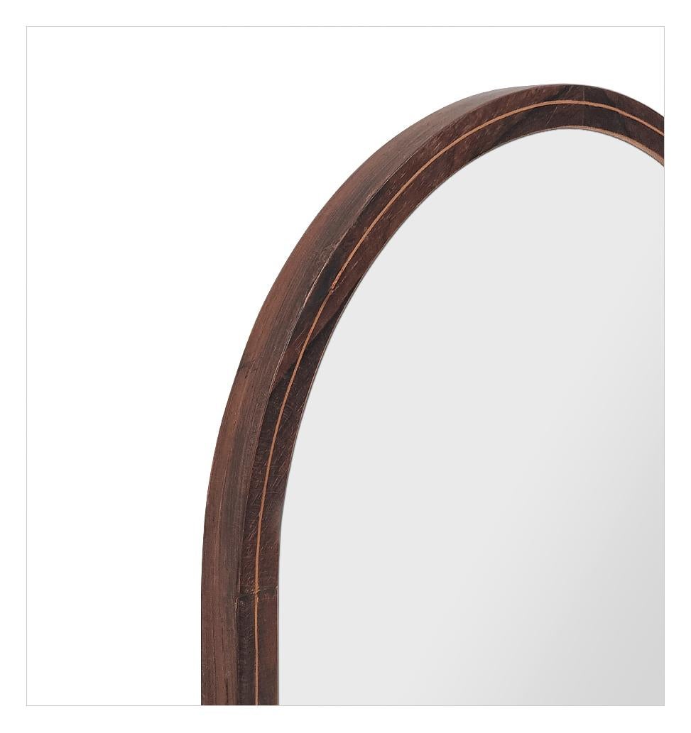 Small French Antique Mirror In Curved Wood, Marquetry, circa 1865 For Sale 1