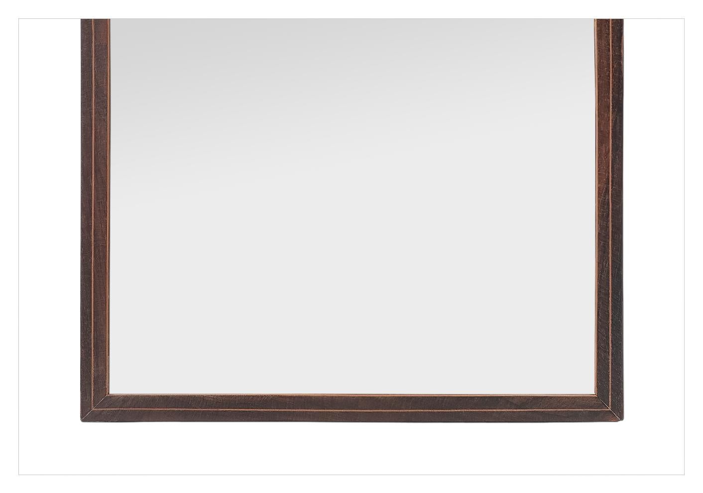 Small French Antique Mirror In Curved Wood, Marquetry, circa 1865 For Sale 2