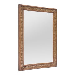 Small French Antique Mirror In Oak Wood With Gilded Decoration, circa 1930