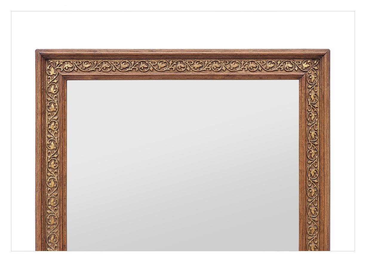 Gilt Small French Antique Mirror In Oak Wood With Gilded Decoration, circa 1930 For Sale