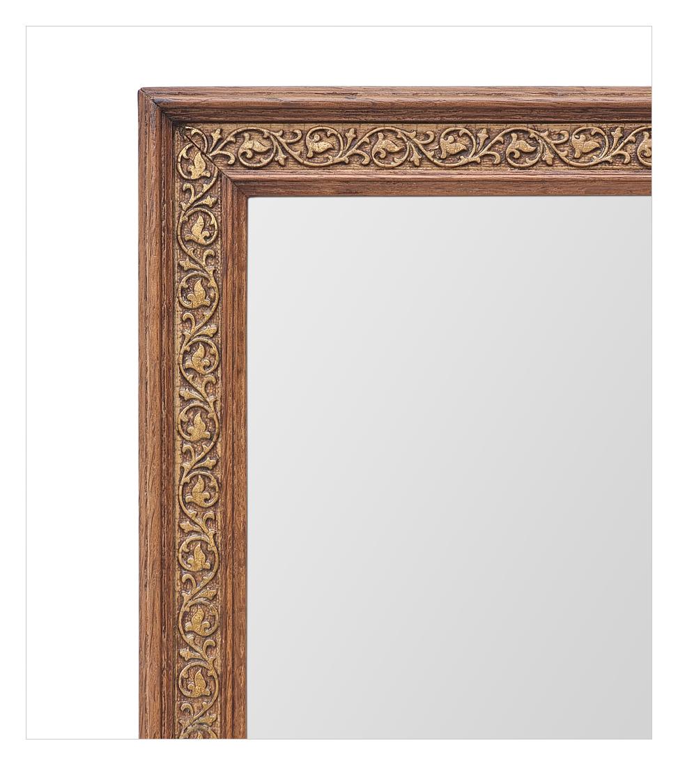Small French Antique Mirror In Oak Wood With Gilded Decoration, circa 1930 In Good Condition For Sale In Paris, FR