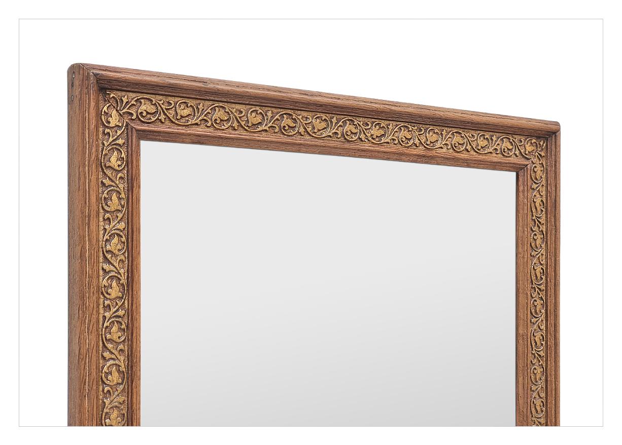 Mid-20th Century Small French Antique Mirror In Oak Wood With Gilded Decoration, circa 1930 For Sale