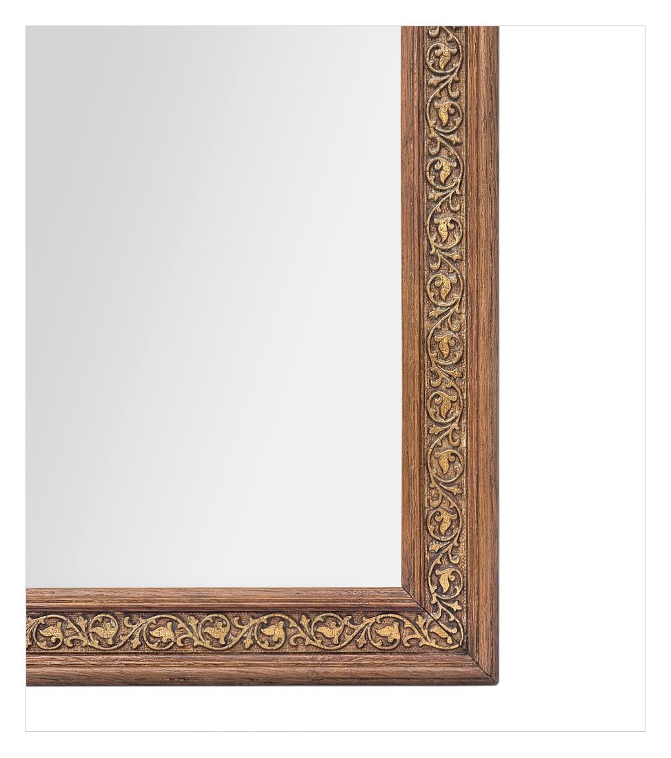 Small French Antique Mirror In Oak Wood With Gilded Decoration, circa 1930 For Sale 1