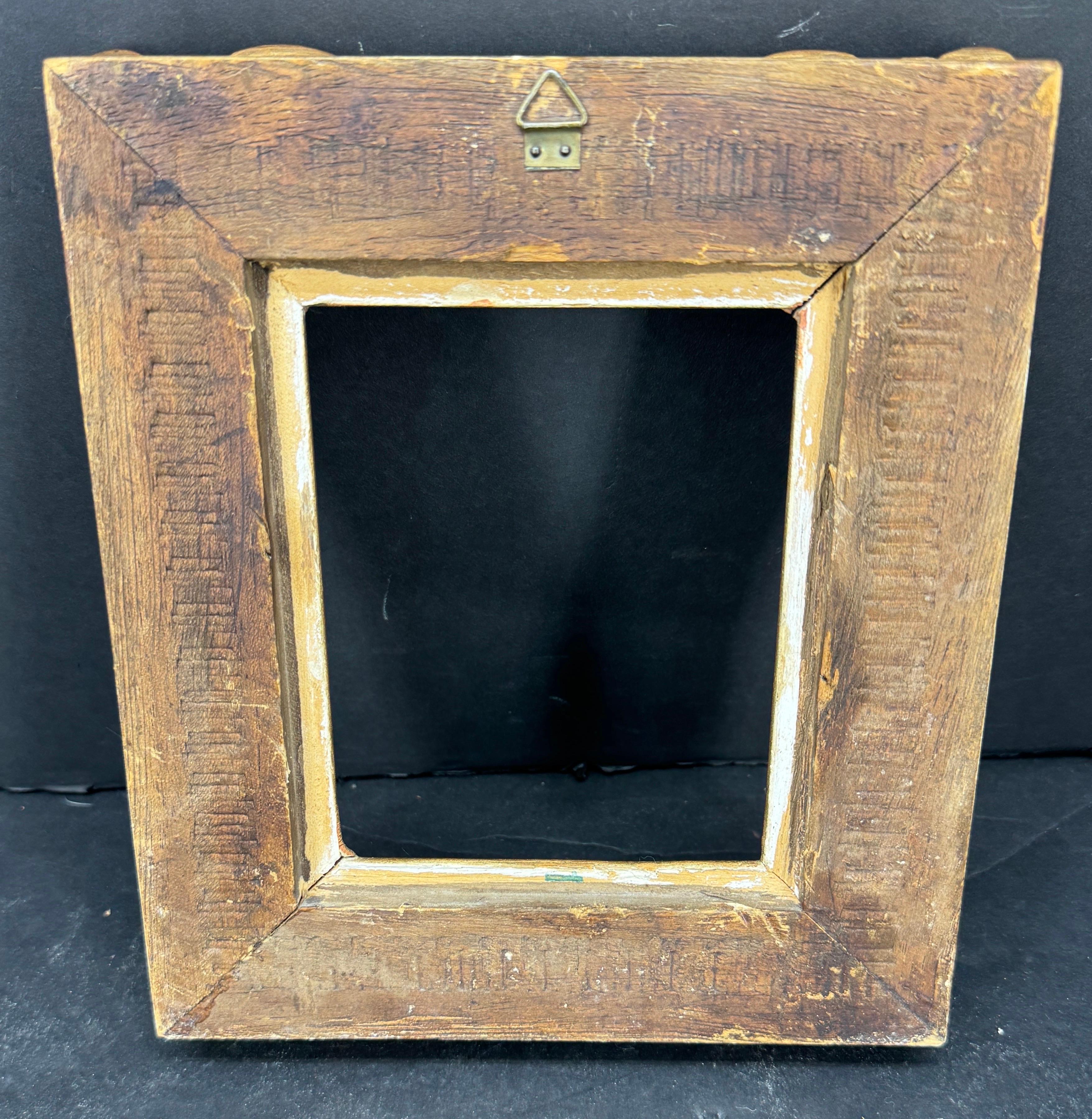 Pequeño Marco de Arte Rectangular Francés Antiguo Dorado en Oro 1