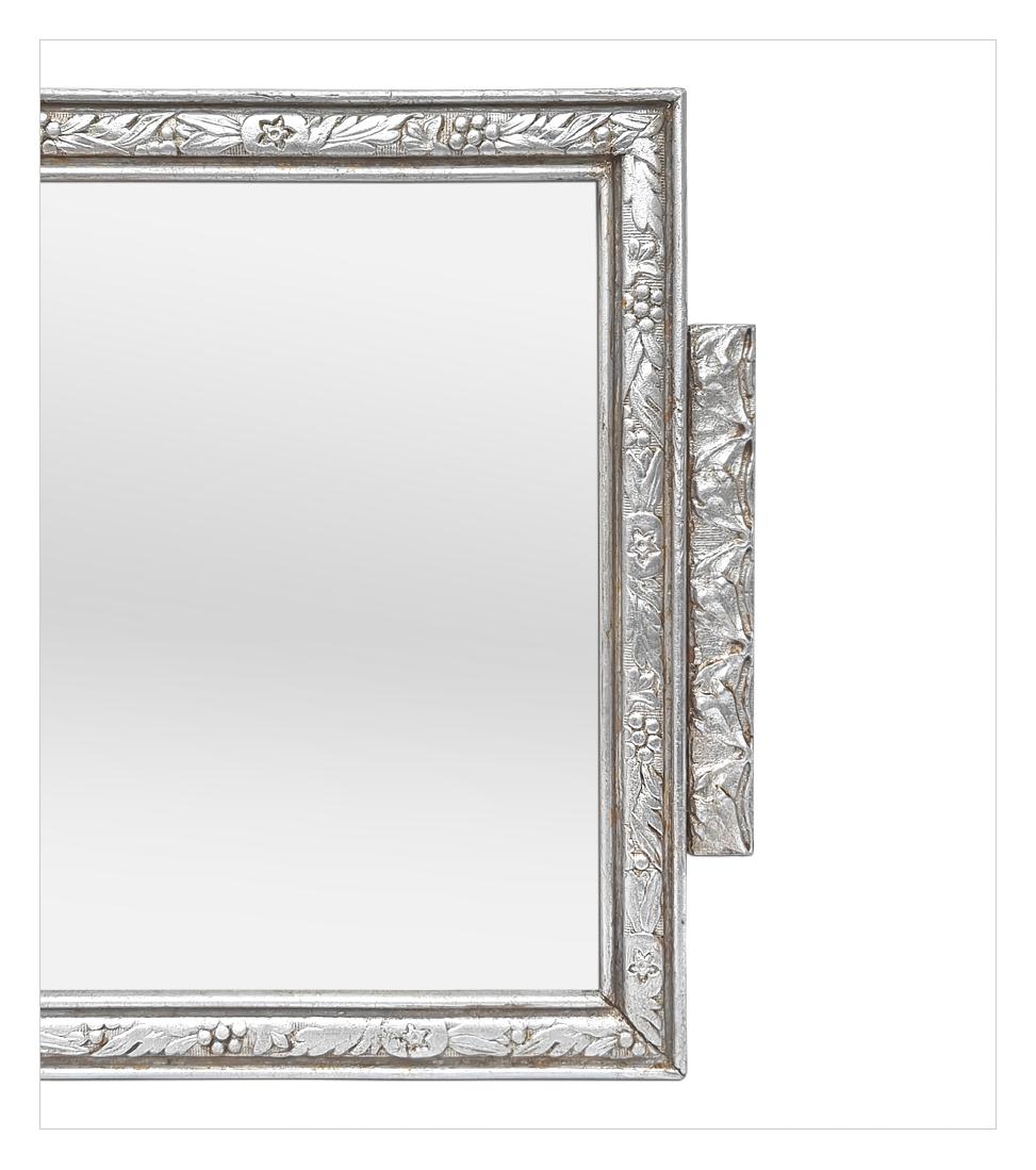 Early 20th Century  Small French Antique Silvered Mirror Art Nouveau Style, circa 1900 For Sale