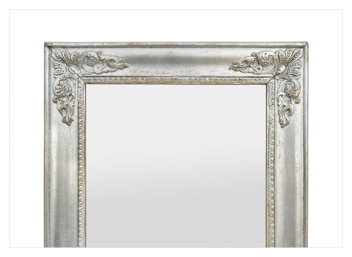 Restauration Small French Antique Silvered Mirror Restoration Style, circa 1890 For Sale
