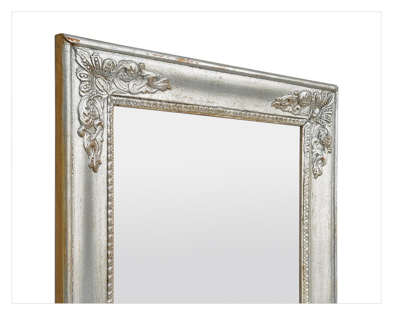 Gilt Small French Antique Silvered Mirror Restoration Style, circa 1890 For Sale