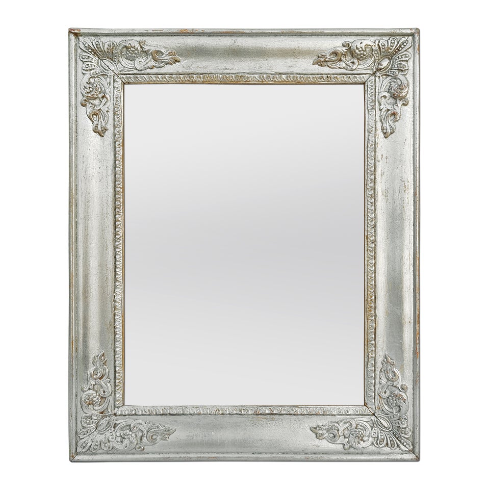 Small French Antique Silvered Mirror Restoration Style, circa 1890 For Sale