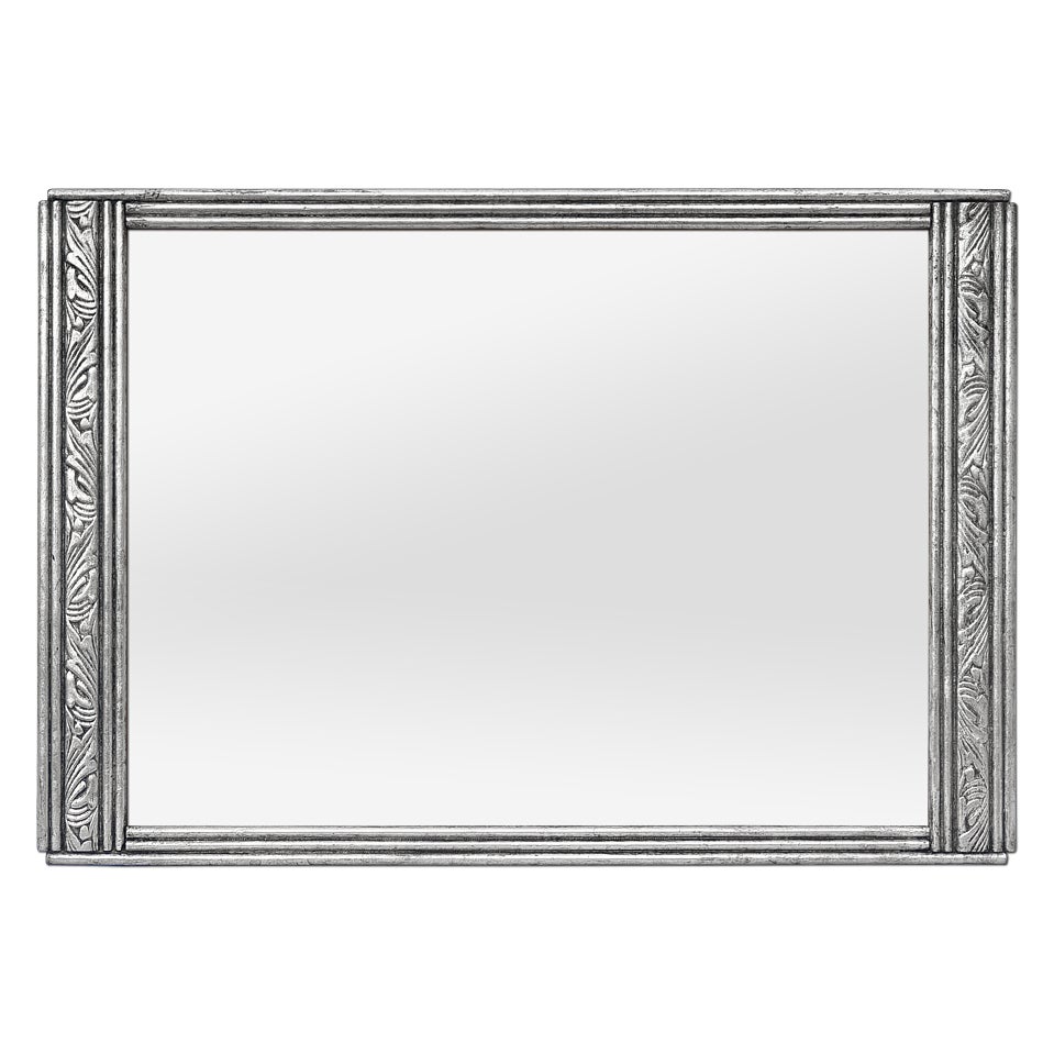 Small French Antique Silvered Wall Mirror, Art Nouveau Style, circa 1900