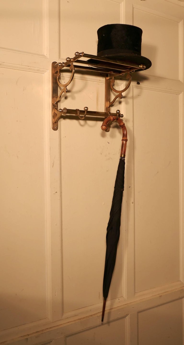 Small French Art Deco Brass Hat and Coat Rack, Railway Train Style at