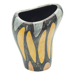 Small French Art Deco Colorful Ceramic Vase, 1940s