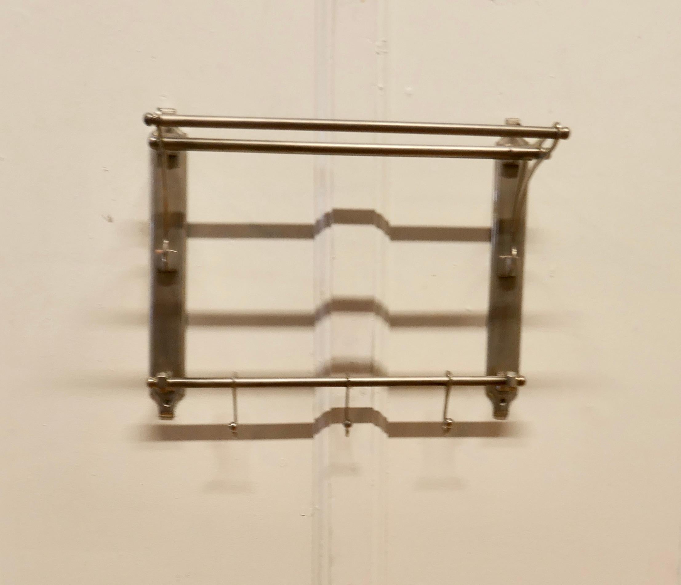 Steel Small French Art Deco Hat and Coat Rack, Pullman Railway Train Style