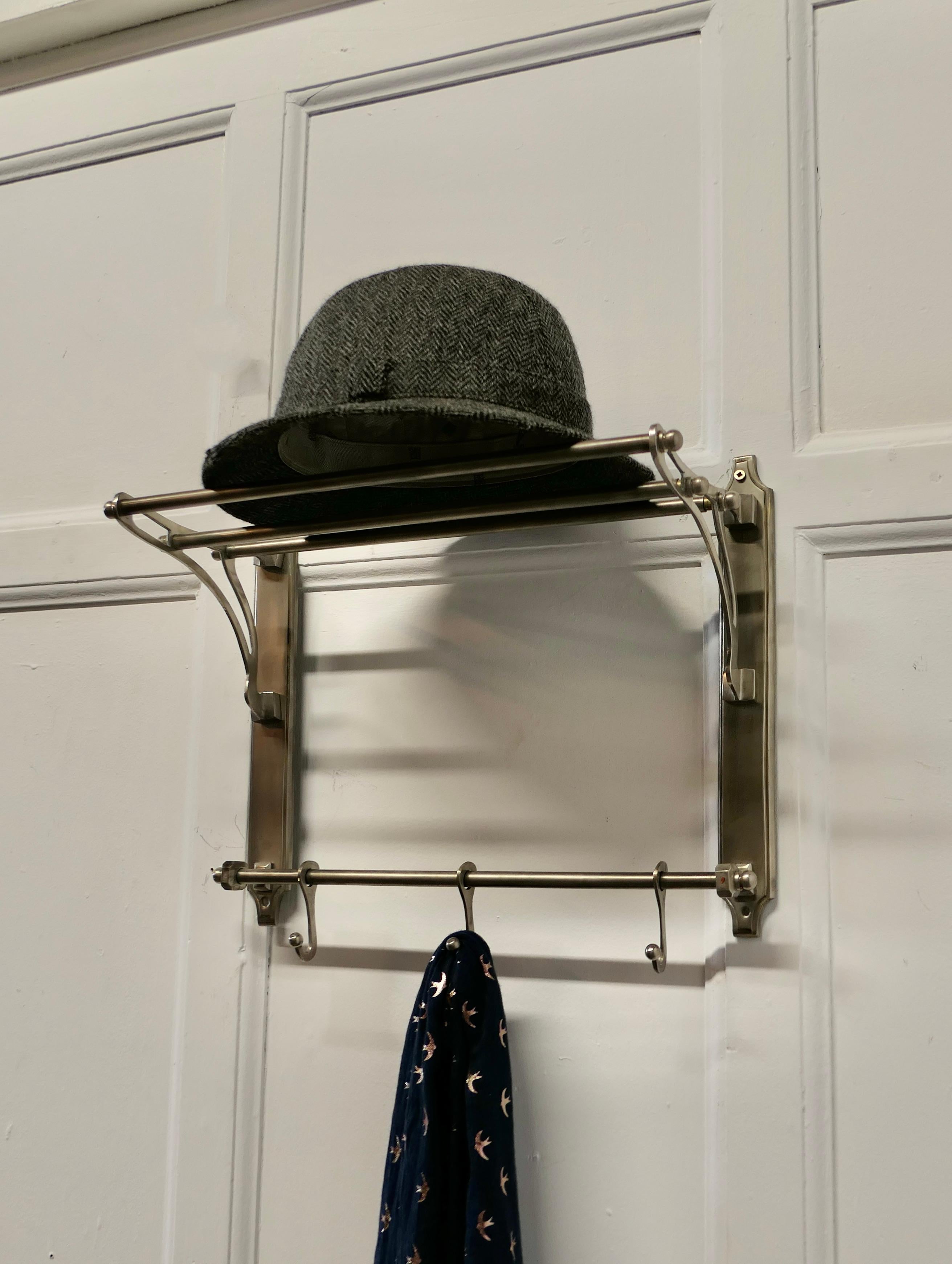 Chrome Small French Art Deco Hat and Coat Rack, Pullman Railway Train Style