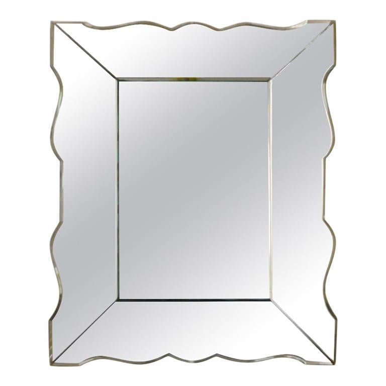 Small French Art Deco Mirror, 1940s