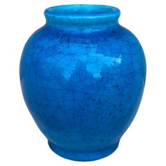 Small French Art Deco Turquoise Vase Lachenal