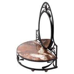 Small French Art Déco Wall Mounted Forged Iron Console Table with Mirror, 1920s