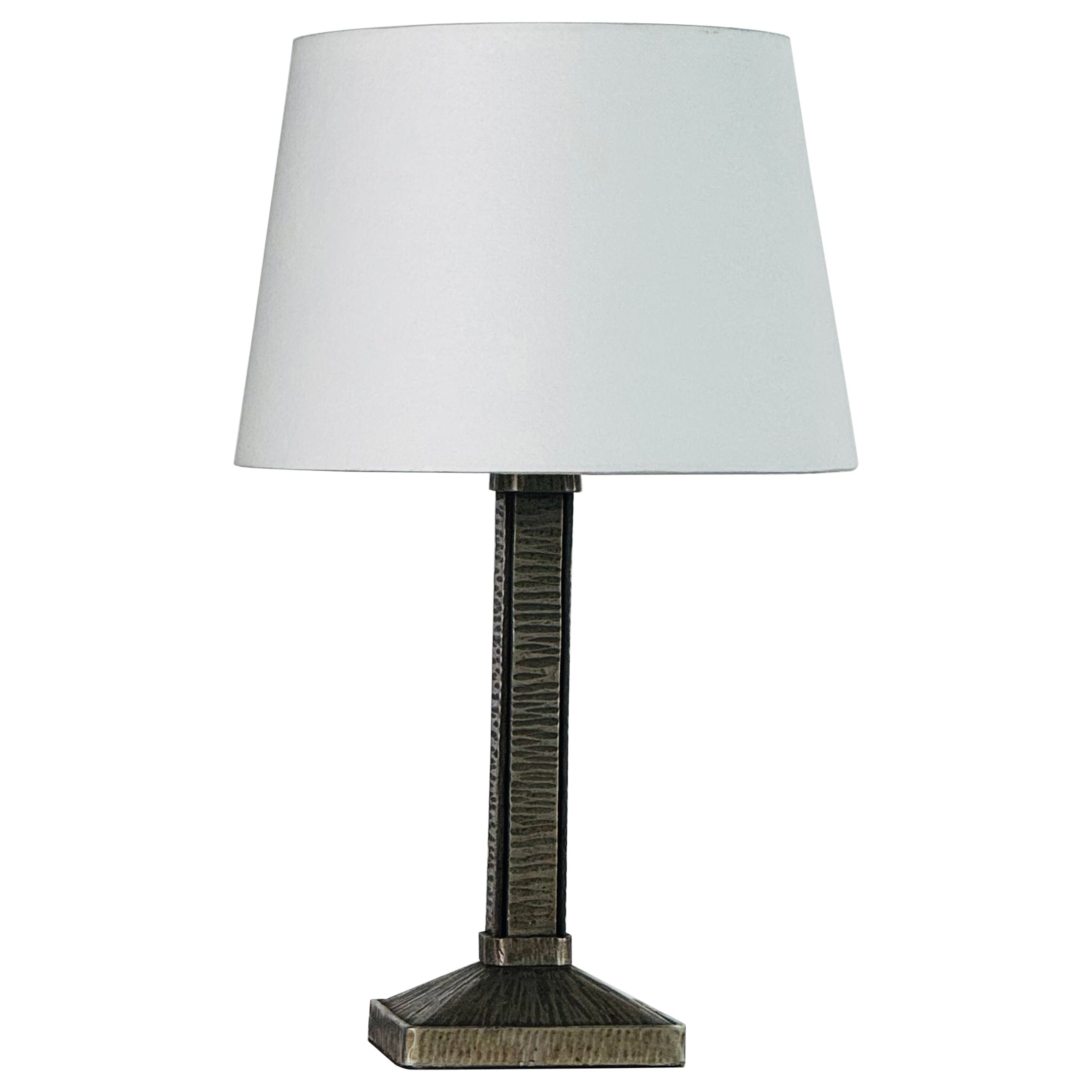 Small French Art Deco Wrought Iron Lamp by Henri Fournet
