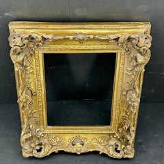 Small French Art Frame In the Style of Rococo Rectangular Gold Gilded