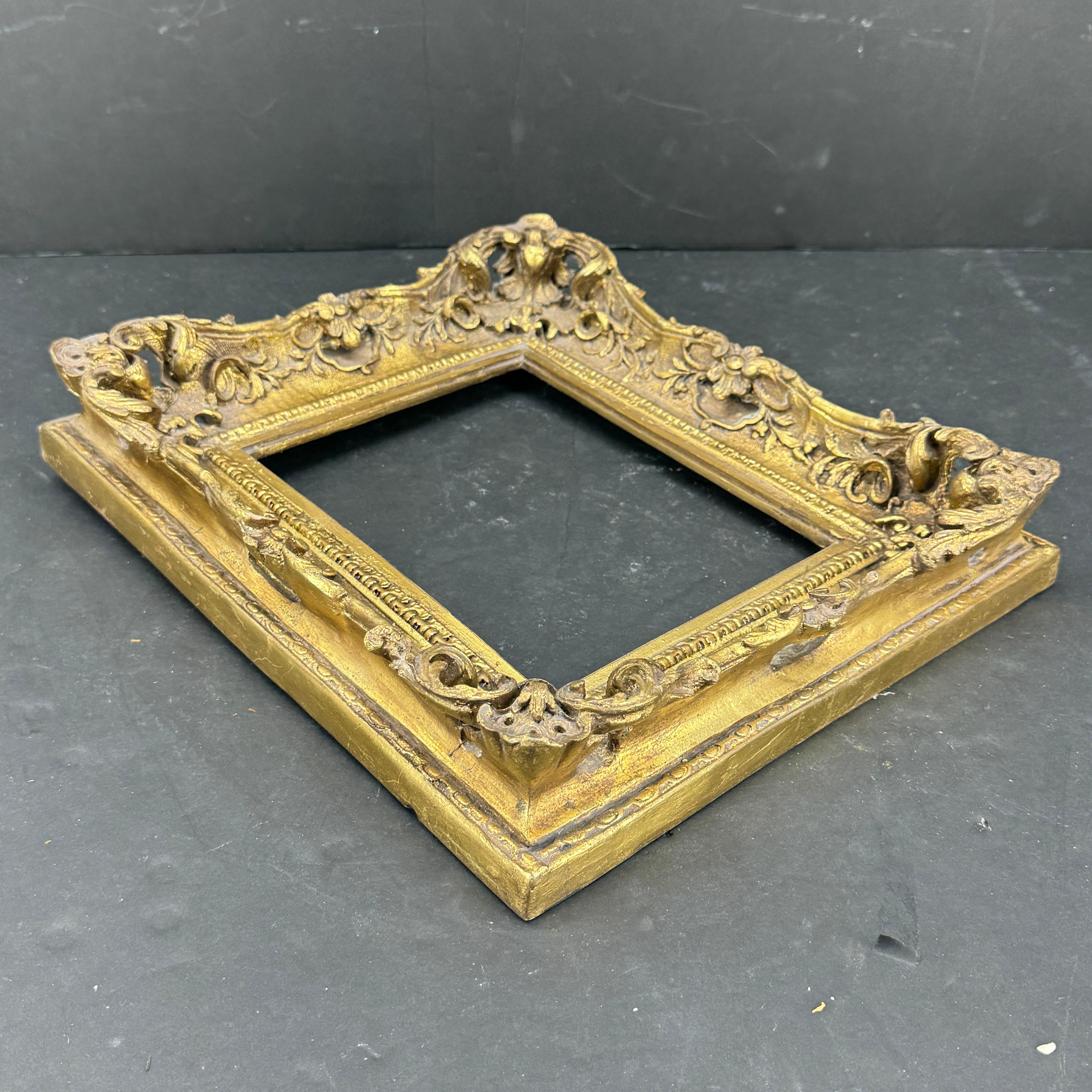 Gilt Small French Art Frame In the Style of Rococo Rectangular Gold Gilded For Sale