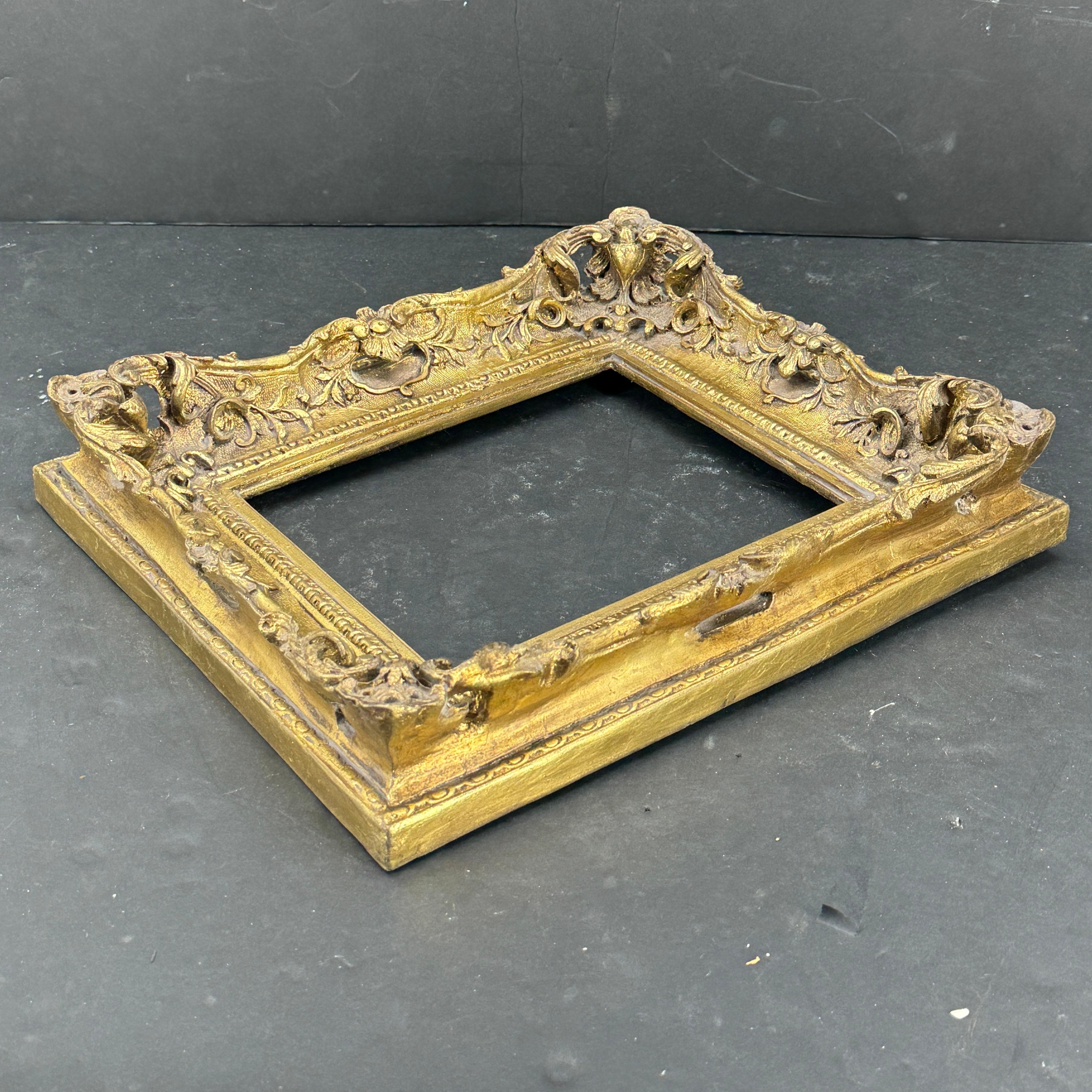 19th Century Small French Art Frame In the Style of Rococo Rectangular Gold Gilded For Sale