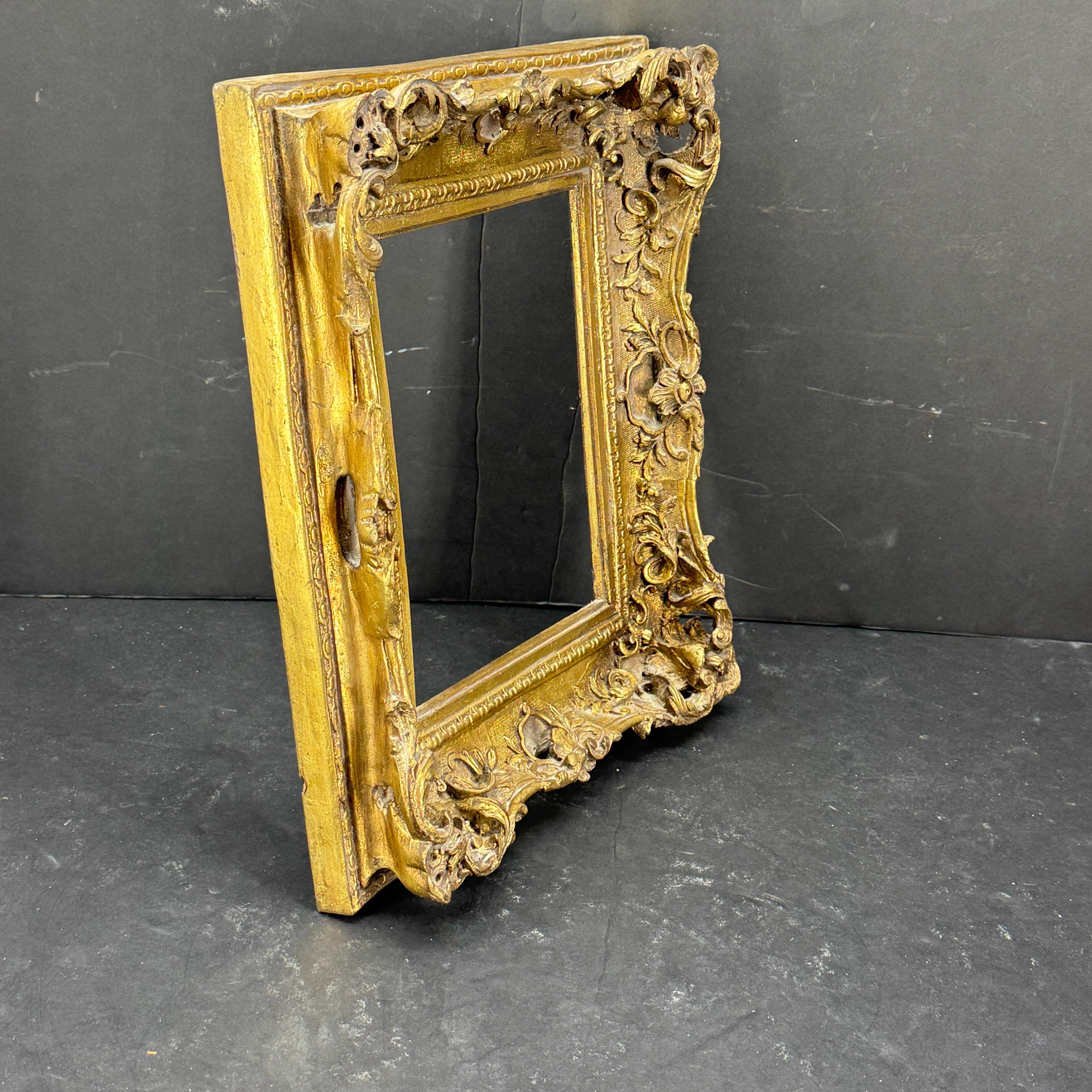 Paint Small French Art Frame In the Style of Rococo Rectangular Gold Gilded For Sale