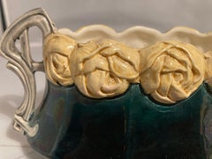 Small French Art Nouveau Barbotine Jardiniere, 1900s